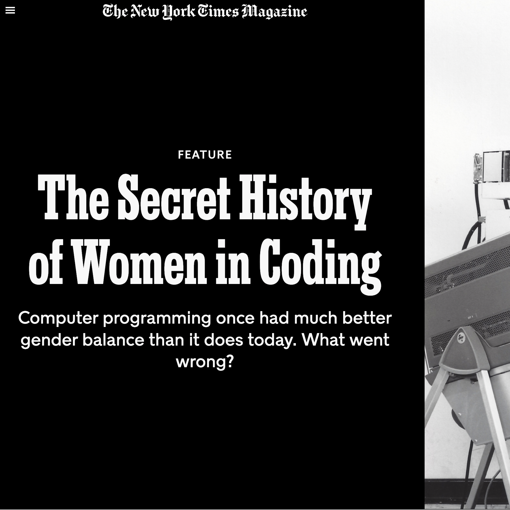 The Secret History of Women in Coding New York Times Magazine